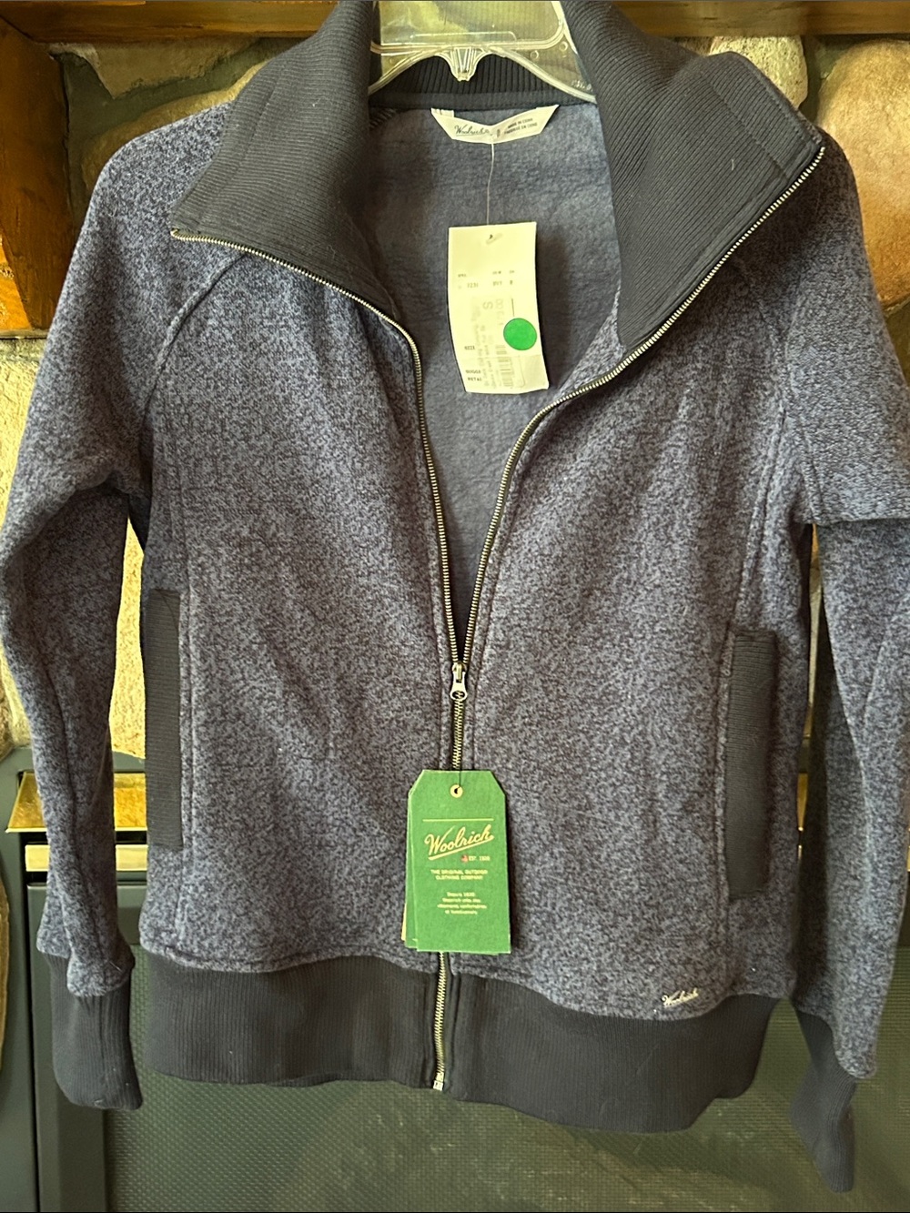 Woolrich Women's Navy Double Creek Fleece Full Zip Sweater Jacket, Size S, NWT